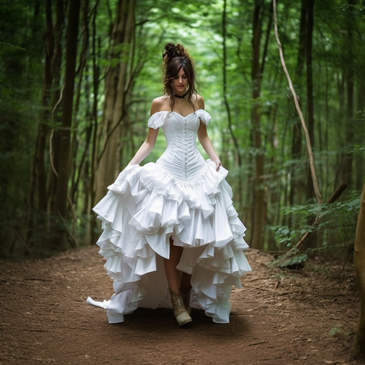 Custom Ruffle Ai inspired Steampunk Wedding Dress