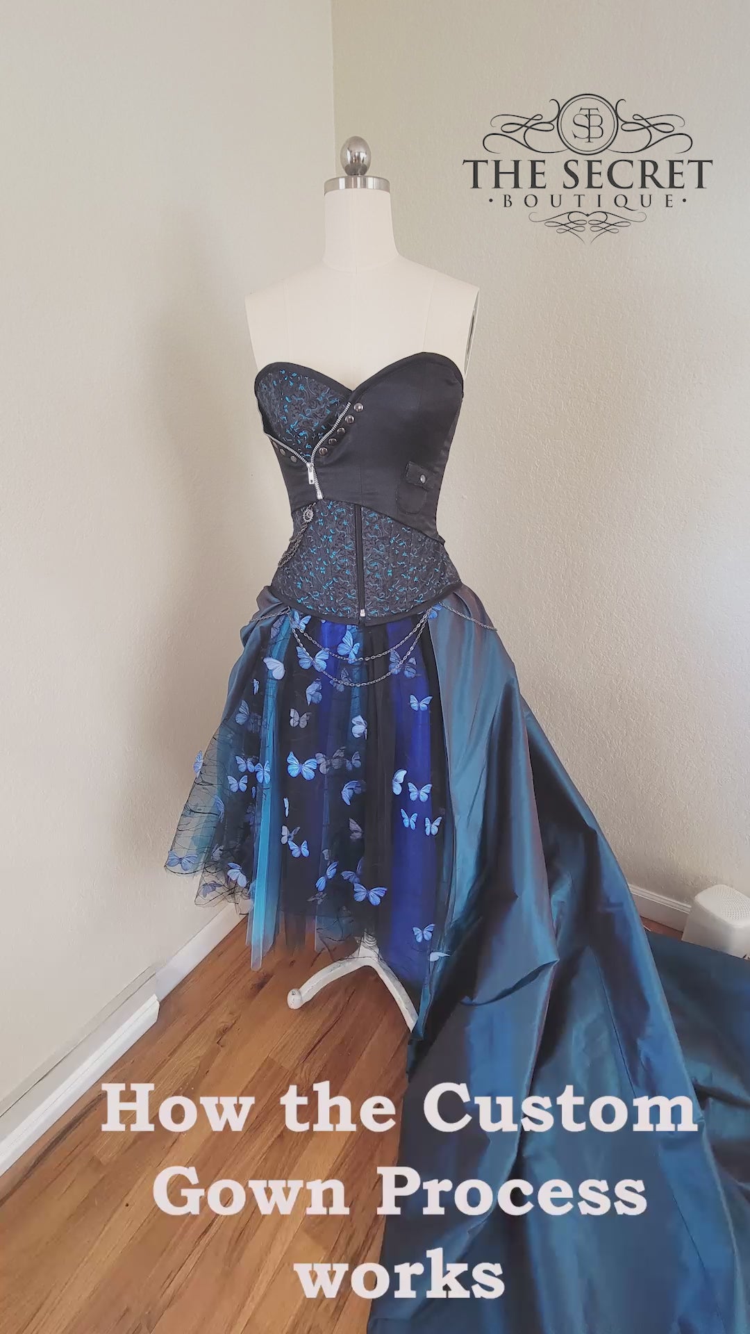 black and blue dress store Gothic Butterfly Corset Dress, Couture with Removable Train – My Adaptable Designs Traditional and