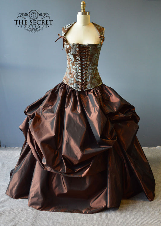 Steampunk Wedding Dress Copper and Blue