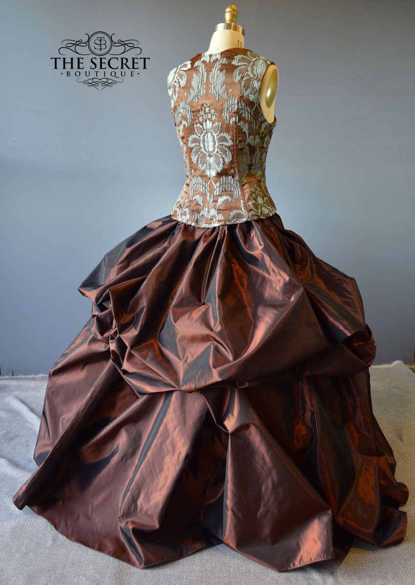 Steampunk Wedding Dress Copper and Blue