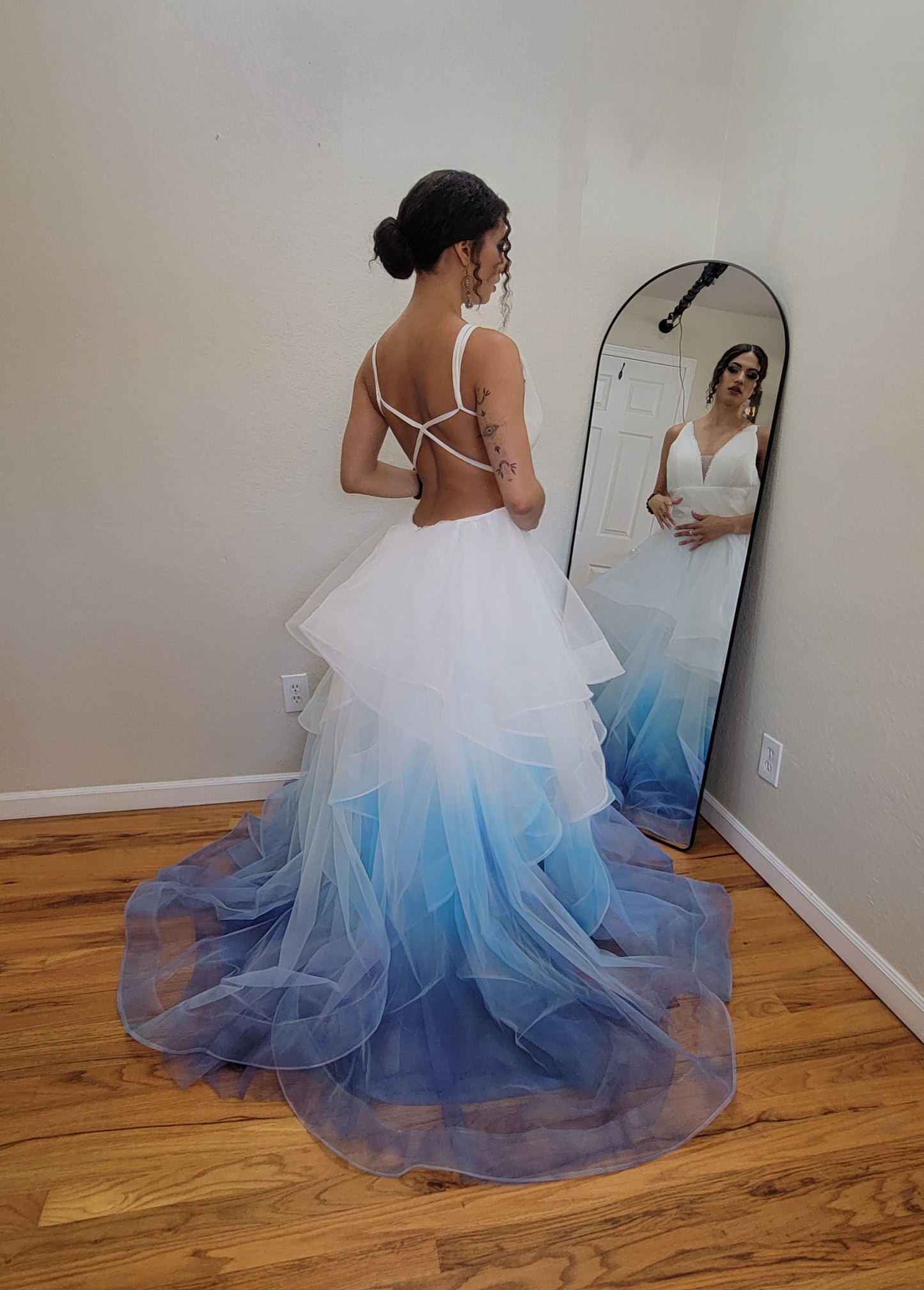 blue and white ombre wedding dress White and Blue Ombre Wedding Dress